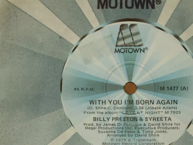 Billy Preston & Syreeta *Rare 7" 45 ' With You I'm Born Again ' 1979 Vgc+