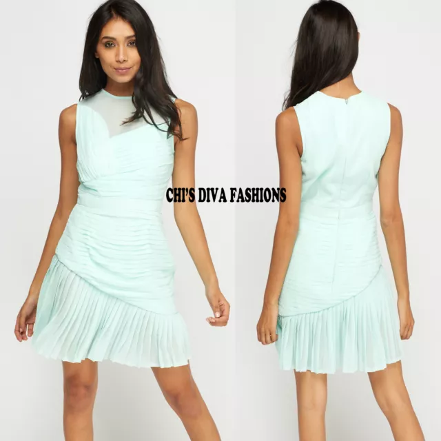 VLABEL LONDON BY VIRGOS LOUNGE 'WIMBLEDOM' Pleated Mini Dress Sizes 12-16