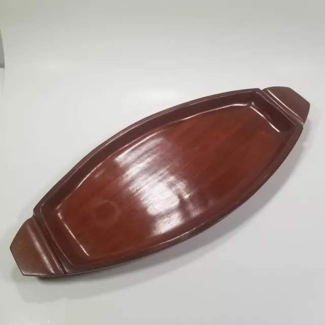 Oval Tray Wood Polished Oblong 17" X 7" Large Display Serving Boat Shape