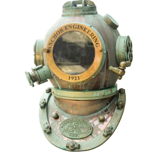 Casque De Plongée Vintage US Navy Mark V En Acier Massif - Reproduction, Dimensions Environ 40x44 Cm, 5 Kg