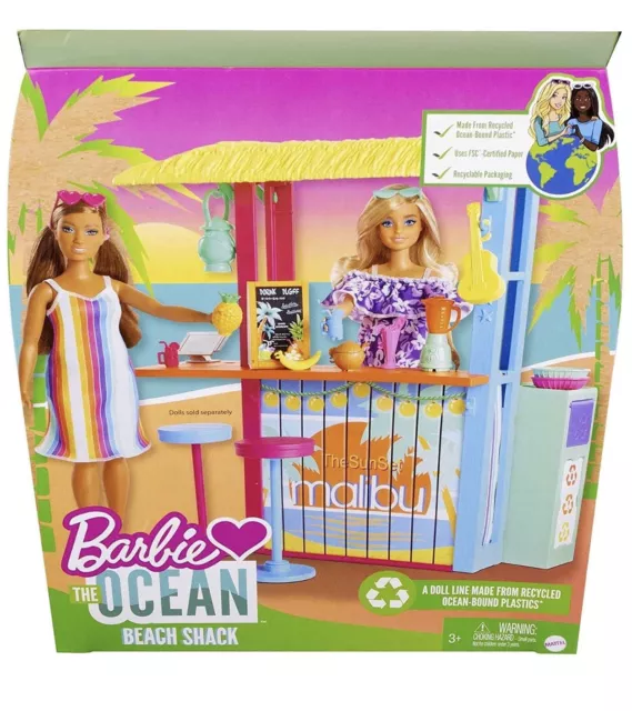 NEW Barbie Loves The Ocean Beach Shack Playset Recycled Plastics
