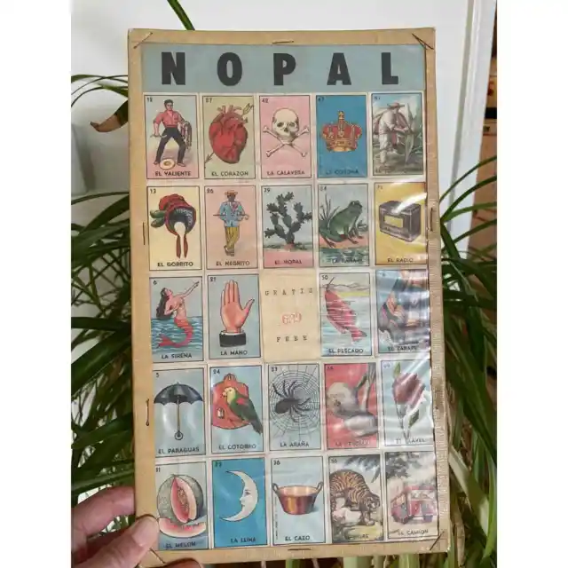 Vintage 1960s 1970s Loteria NOPAL Catholic Bingo Card - Iglesia de Christo Rey