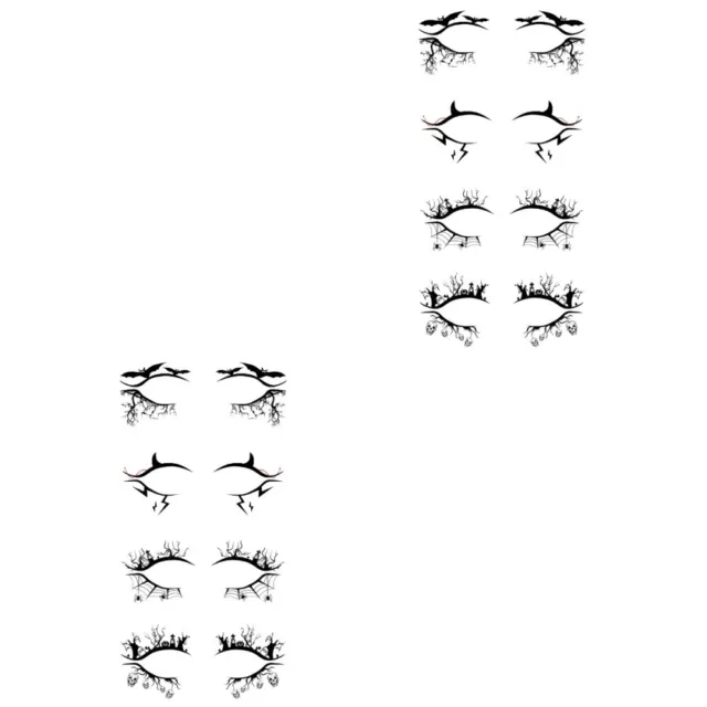 8 pares de pegatinas delineadores de ojos de Halloween para cara tatuaje temporal aplique sombra de ojos