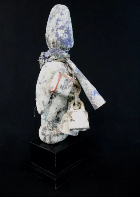 Arte Africana - Antiguo Fetiche Protección Fon Sobre Pedestal - Béjnin -19,5CMS