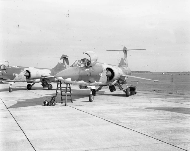 1 FW, BAF, F-104G Starfighter, FX18 at RAF Leuchars, 19 Sep 1970 - Large B&W Neg