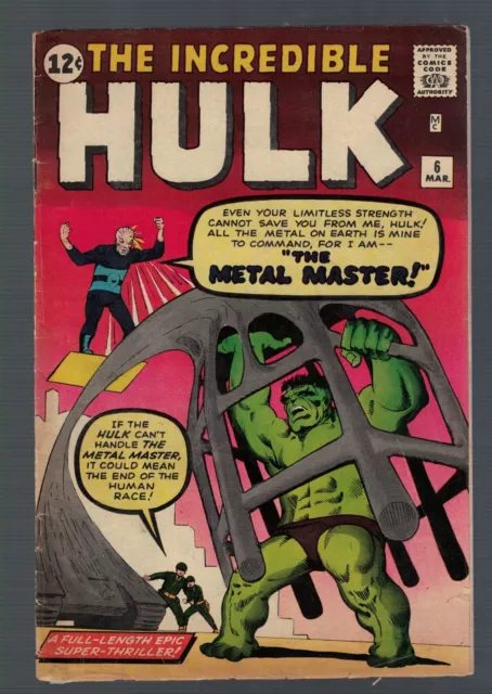 Marvel Comics Incredible Hulk 6 5.5 FN- 1962 Avengers Metal Master appearance