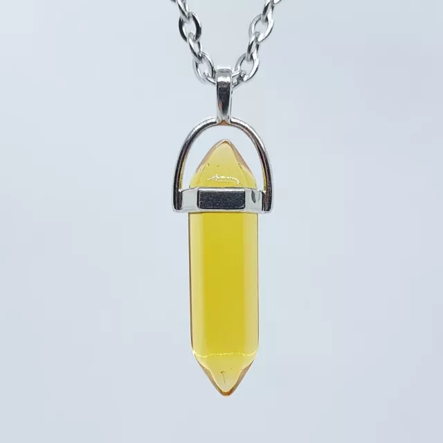 USA Seller Natural Crystal Glass Pendulum Necklace Gem Healing Hexagon Chakra