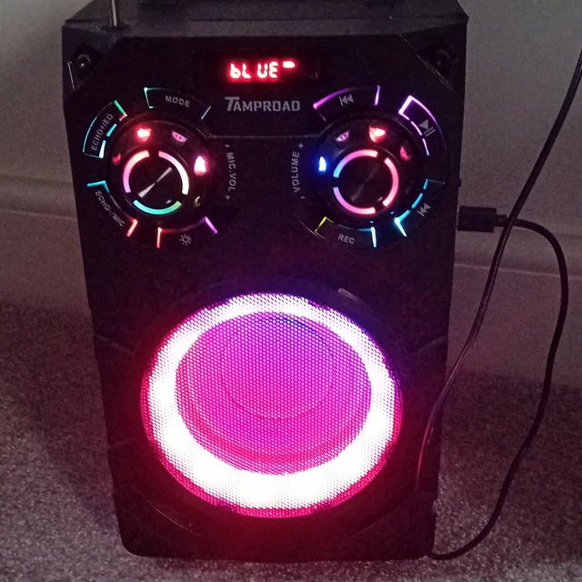 TAMPROAD BLUETOOTH PORTABLE Speaker System LED Lights USB Input Black £ ...