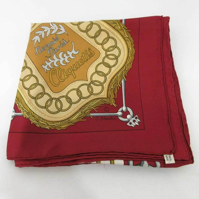 Hermes Carre 90 Cliquetis Large Scarf Sword Silk Multi Red 22M Women 34.6x34.6in