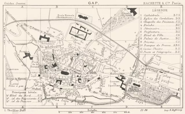 HAUTES- ALPES. Gap (1)  1899 old antique vintage map plan chart