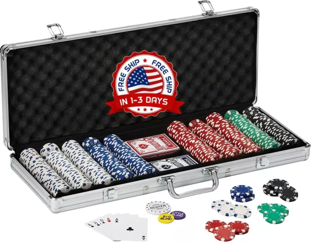 Juego Set De Fichas De Poker Poquer Blackjack Casino Profesional Con Estuche 500