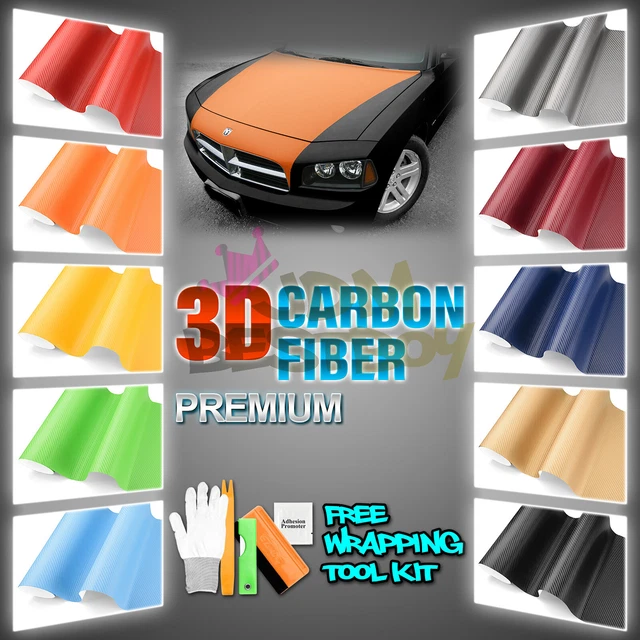 NEW CARBON FIBER Vinyl Wrap Car Sticker 3D 1.52*0.6M Premium Matte Red