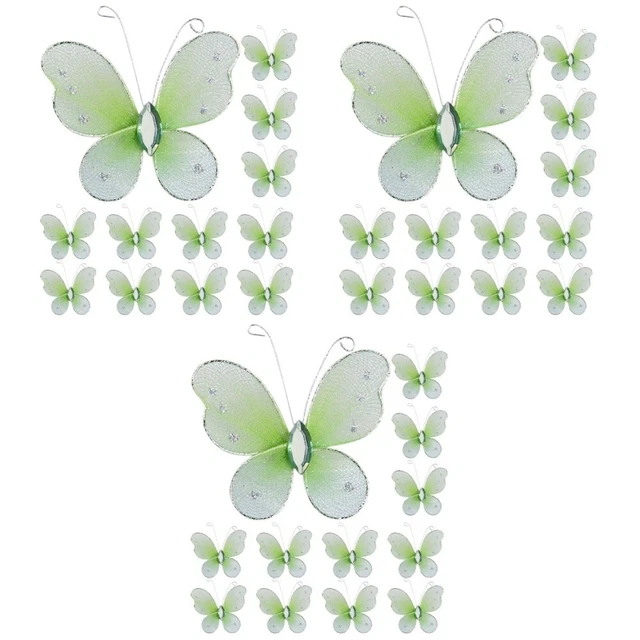 36 uds decoración de cumpleaños pequeña malla mariposas adornos