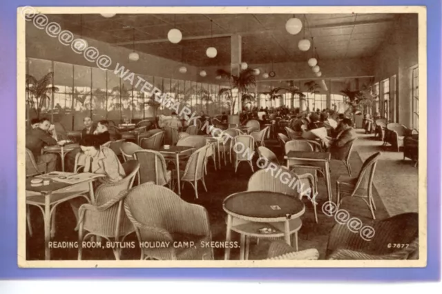 1951c LESESAAL BUTLINS FERIENCAMP SKEGNESS LINCOLNSHIRE VINTAGE POSTKARTE