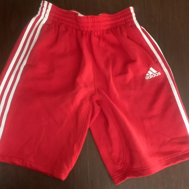 Adidas Mens Essentials 3-Stripes Tricot Shorts Red White Large NWT
