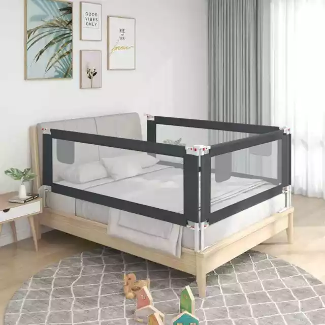 vidaXL Barrière de sécurité de lit d'enfant Gris foncé 180x25 cm Tissu