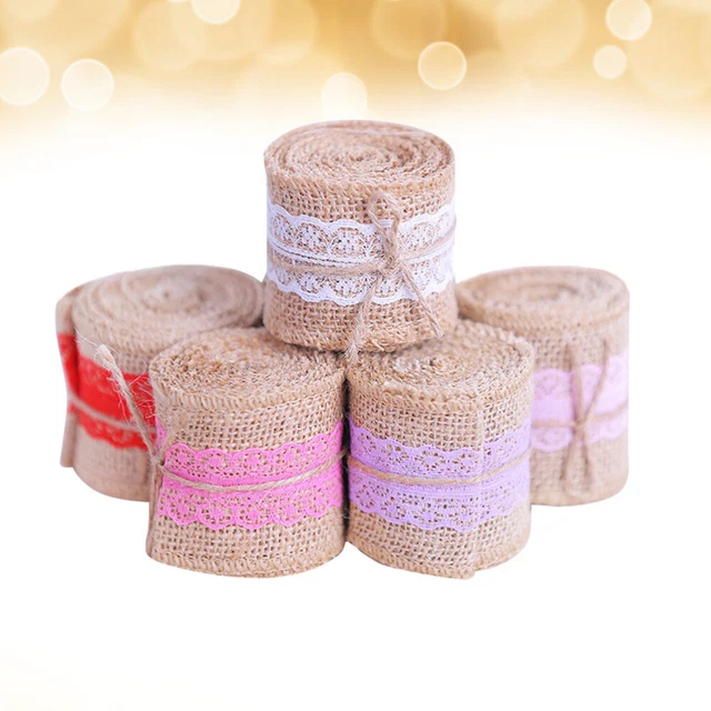 5 rollen von Spitze Leinen Rolle Weihnachten Kranz Bogen Weihnachten Stoff Band