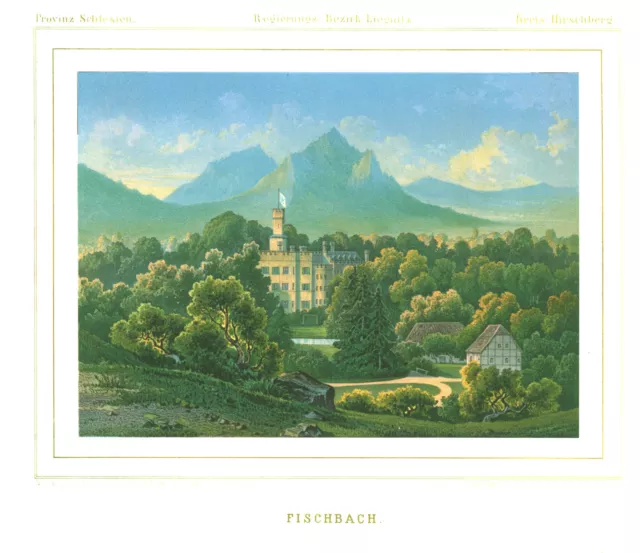 Fischbach Karpniki Original Farblithografie Duncker 1860