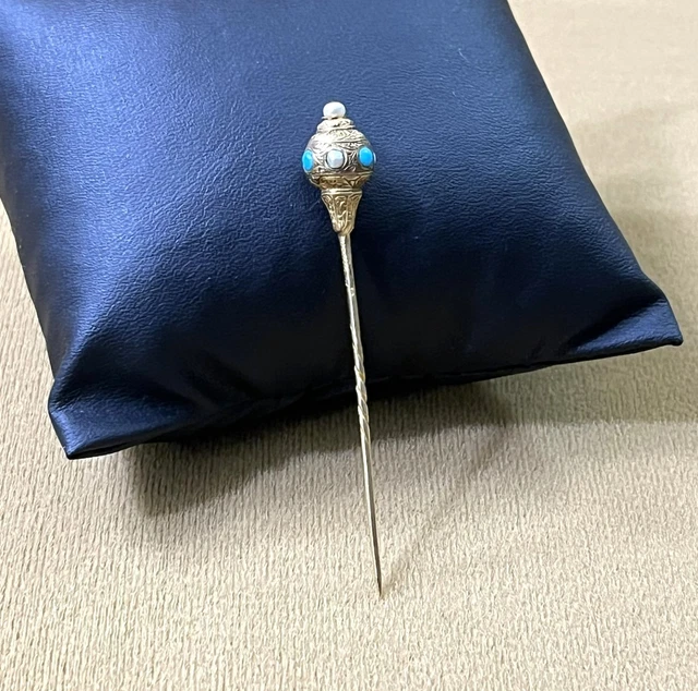 Épingle De Cravate Homme Ancienne - Or 14k, Perle Fine Et Diamants