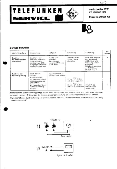 Telefunken Original Service Manual für audio-center 3520
