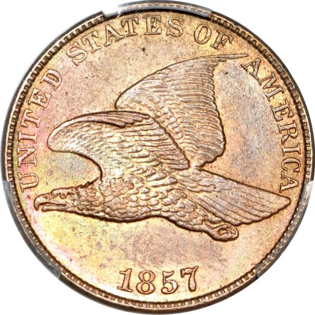 1857 1C Flying Eagle Cent PCGS MS62 (PHOTO SEAL)