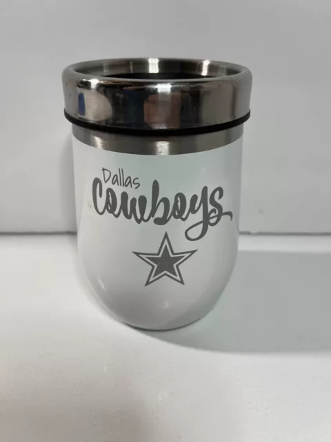 Dallas Cowboys NFL Stainless Steel Wine Tumbler Coffee Cup White Silver