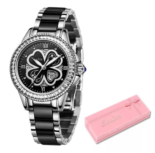 Damen Luxus Uhr Elegant Wasserdicht Edelstahl Diamant Armband Uhren Für Frauen