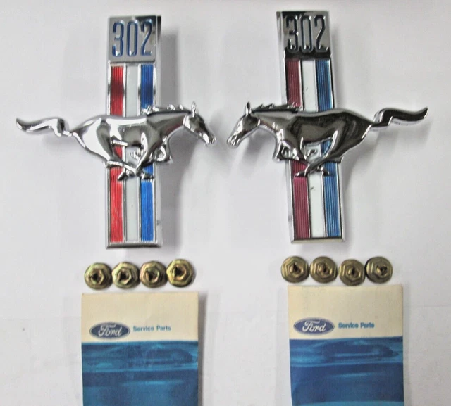 NOS 68 MUSTANG 302 Fender Emblems C8ZZ-16228-A Pair $70.00 - PicClick