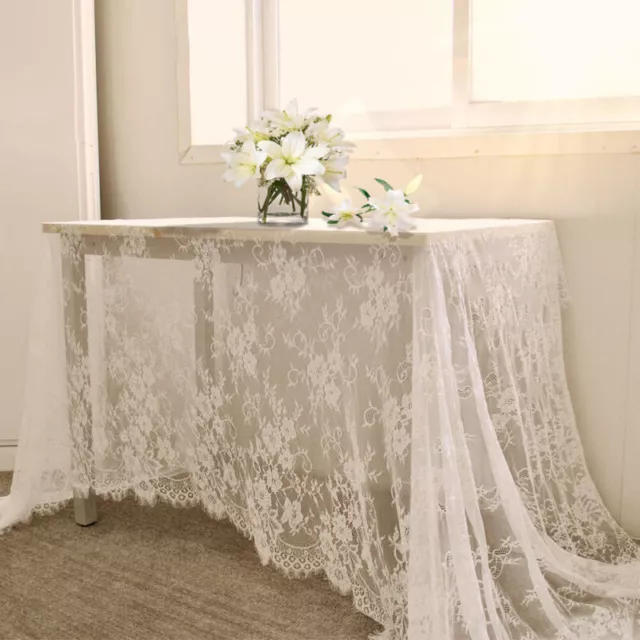 Weiß Vintage Spitze Tischdecke Blumen Deckchen Hochzeit Party Deko 150x300 cm