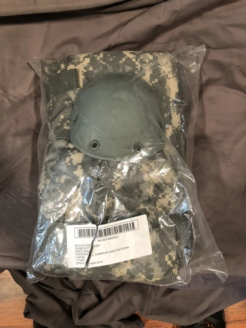 USGI ACU Camo Surplus Knee Pads - Large Size. NSN 8415015302351. New In Bag