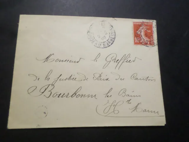 FRANCE 1908 timbre 138 type SEMEUSE, SEUL SUR LETTRE