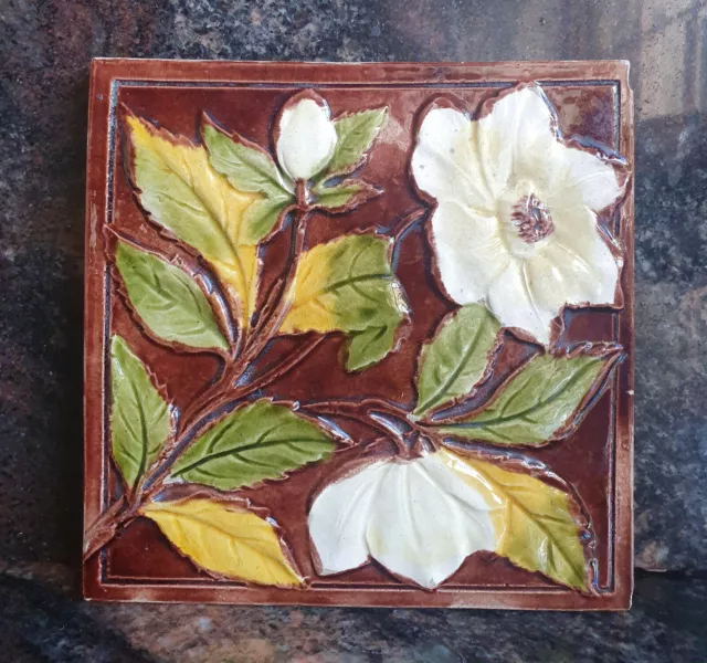 An English Art Nouveau Tile- Impressed Majolica - Very Good Condition