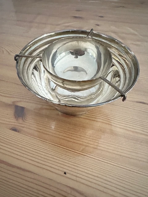 Coupe à Caviar Métal Argenté - Support Bronze/laiton, Pot Service Caviar, Occasion