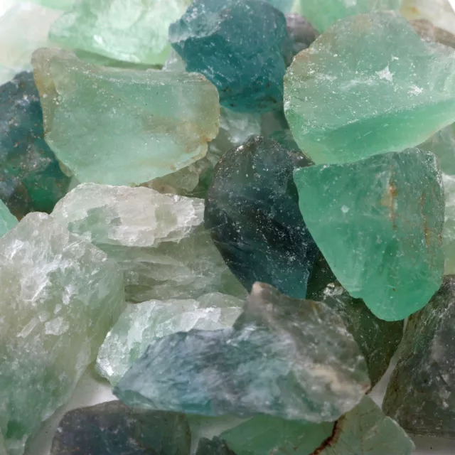 1000 Ct Natural Green Fluorite Rough Loose Stones Lot + 1 Faceted Gemstone Free