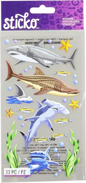 Sticko flat stickers SHARKS OCEAN Seaweed theme 88045 FAST FREE ship!