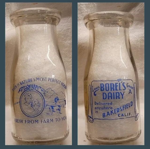 Rare Western Borel's Dairy Half Pint Bakersfield California Great Graphics