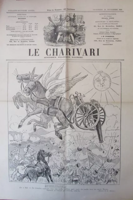 SATIRIQUE PAMPHLET POLITIQUE LE CHARIVARI de 1899 MULES CANON SOLDATS GUERRE