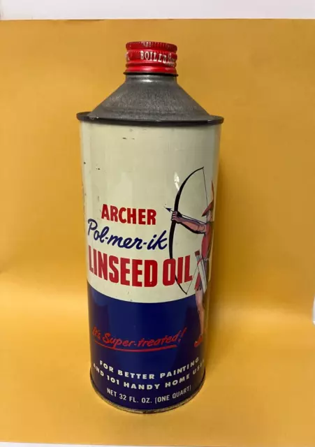 Vintage Nos Archer Pol-Mer-Ik Boiled Linseed Oil 1 Qt