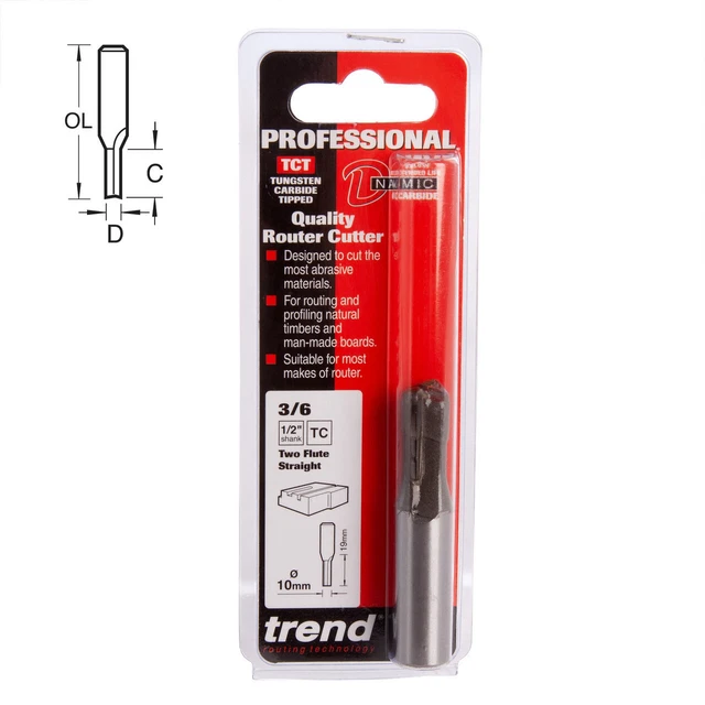 Trend 3/6X1/2TC TCT Deux Flûte Routeur Tailleur 10mm x 16mm 2