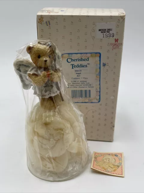 Cherished Teddies 906530 Angel Bell With Wings Glass Animal Bear Figurine 1992