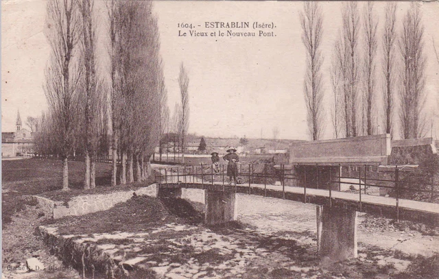 ESTRABLIN 1604 le vieux et le nouveau pont cliché blancliai timbrée 1927