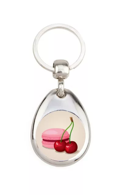 Porte clé en métal - Macaron Cerise