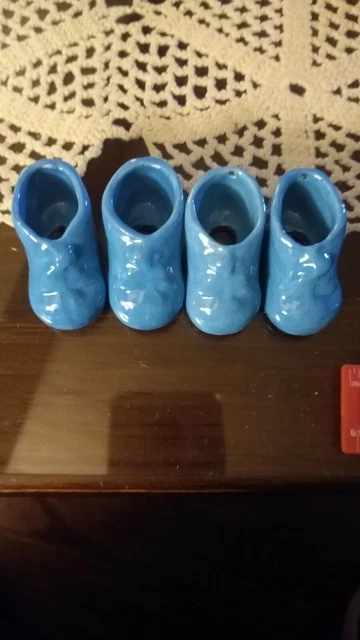 Vintage Ceramic Set of 4 Baby Bootie Macrame Beads