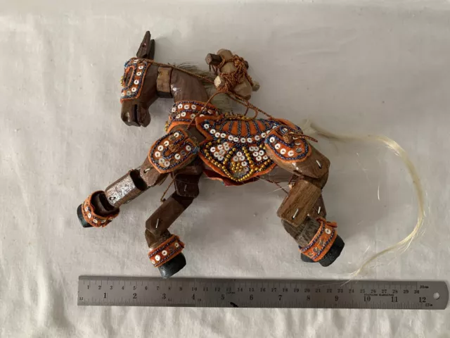 Thai Burmese handmade vintage marionette string horse puppet