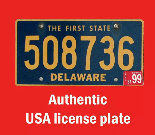 Delaware Real Authentic License Plate Auto Number Car Tag First Colony State De