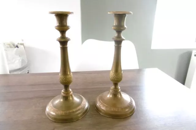 Ancienne paire de bougeoirs en bronze XIX siècle
