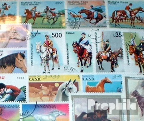 Briefmarken Motive Pferde 200 verschiedene Pferde und Reiten Marken