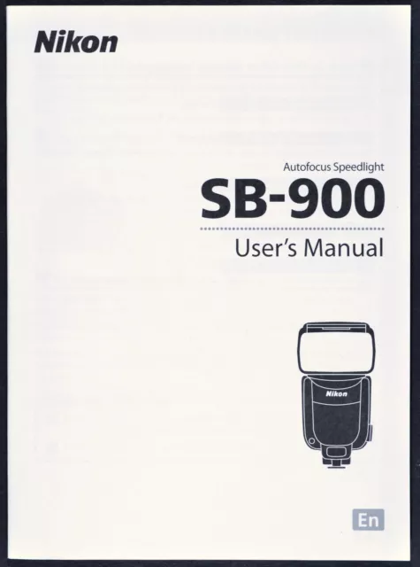 Original Nikon Autofocus Speedlight SB-900 Instruction Manual (English)