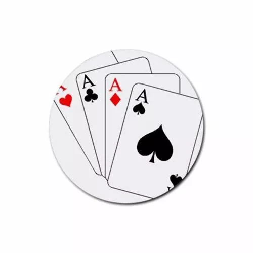 Casino Poker Design Round Rubber Coasters Neoprene Set of 4 NEW