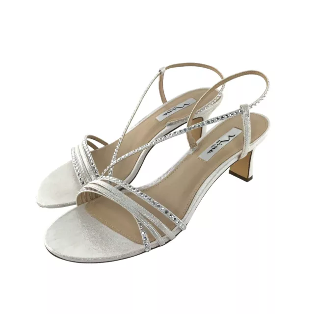 Nina Women's Size 11M Gerri Rhinestone Slingback Sandals (Silver Reflect)